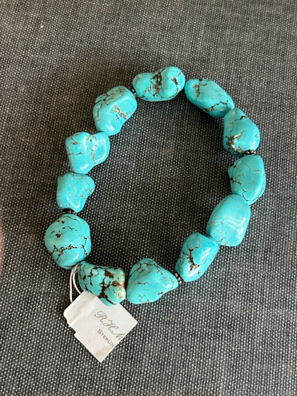 Turquoise Nugget Bead Bracelet w/ Sterling Silver Spacers